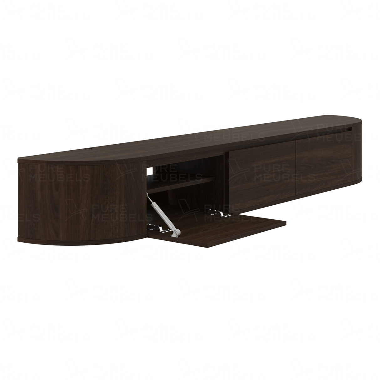 Aura Curved TV-Meubel Walnut 240 cm