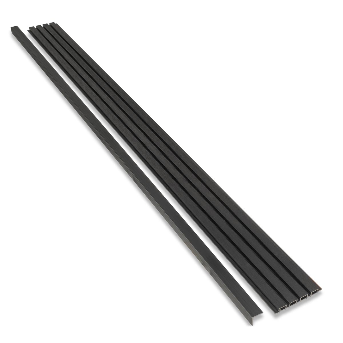 Composiet Gevelbekleding Zwart Lattenwand Wandpanelen 290 x 22 cm | Set van 4 stuks