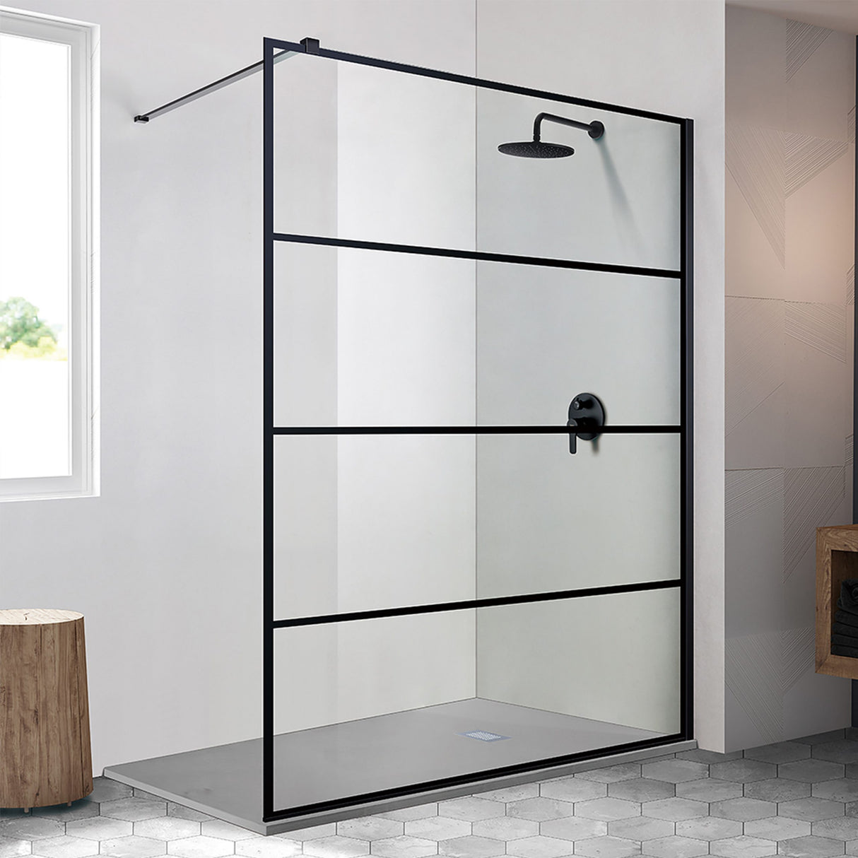 Inloopdouche Monza 80cm Zwart 8mm