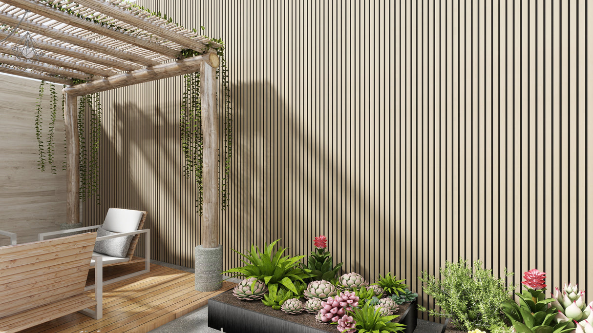 Composiet Gevelbekleding Naturel Lattenwand Wandpanelen 290 x 22 cm | Set van 4 stuks