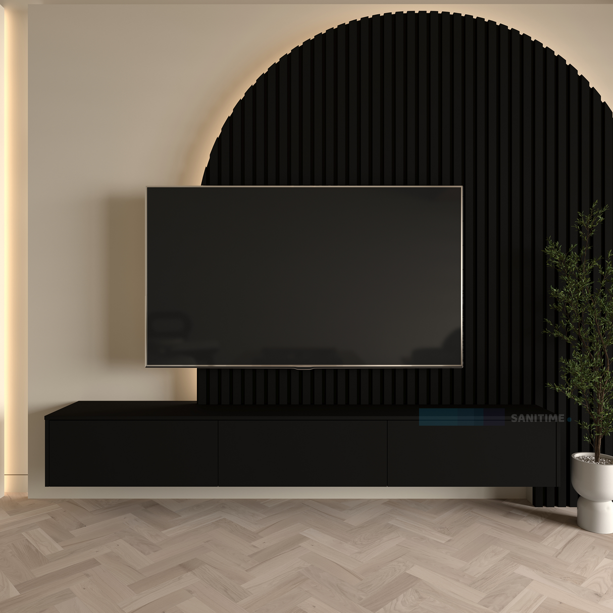 Tv-Meubel Zwart Mat L: 240 CM X D: 36 CM X H: 33 CM