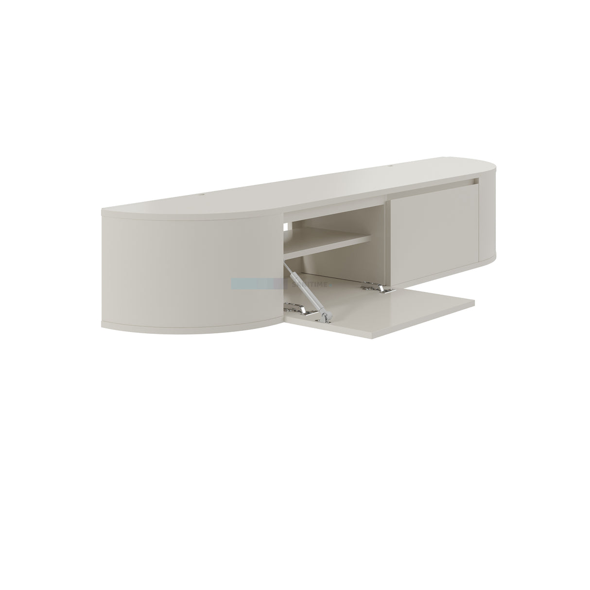 Tv-Meubel Mat Beige Japandi Curved L: 180 CM D: 35 CM X H: 33 CM