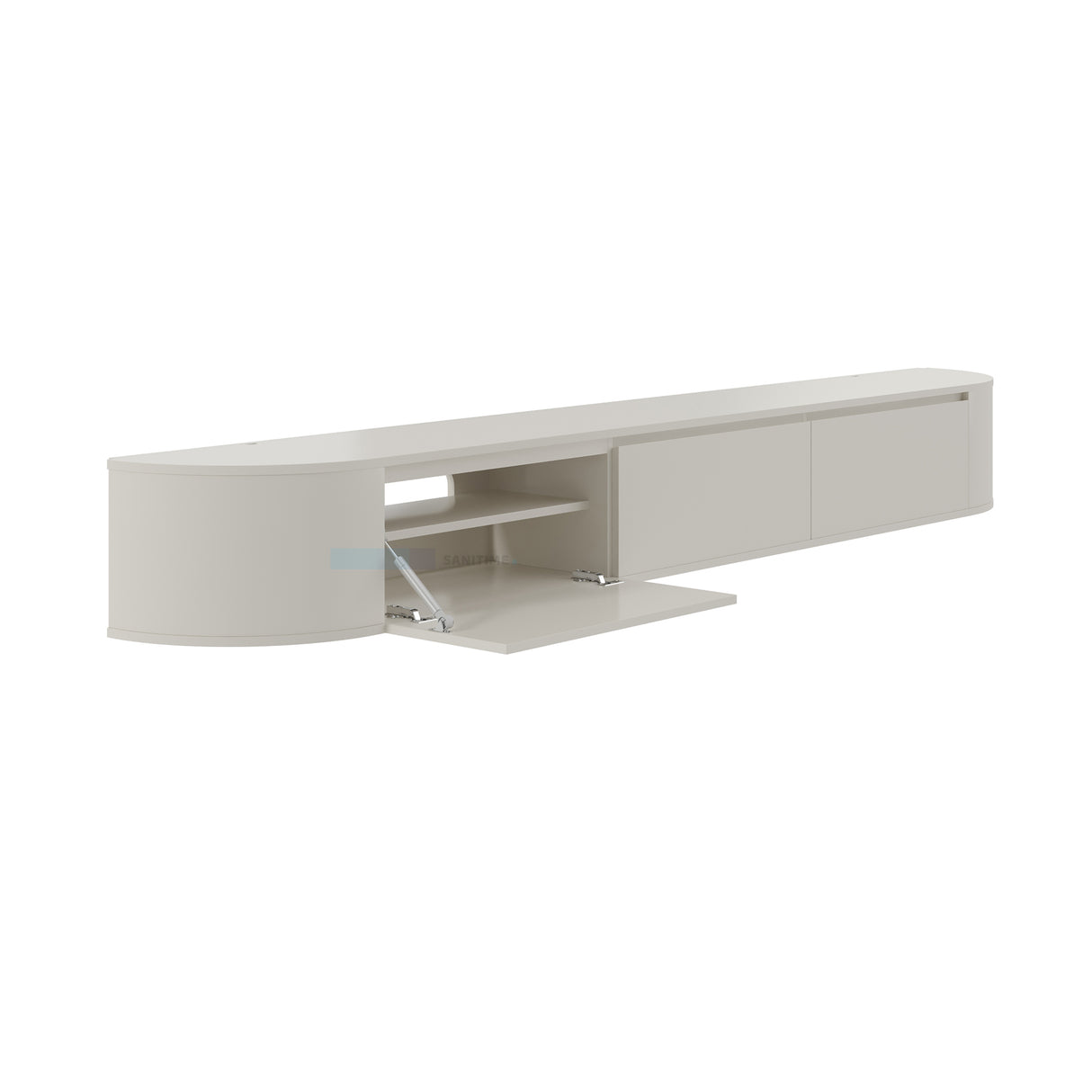 Tv-Meubel Mat Beige Japandi Curved L: 280 CM D: 35 CM X H: 33 CM