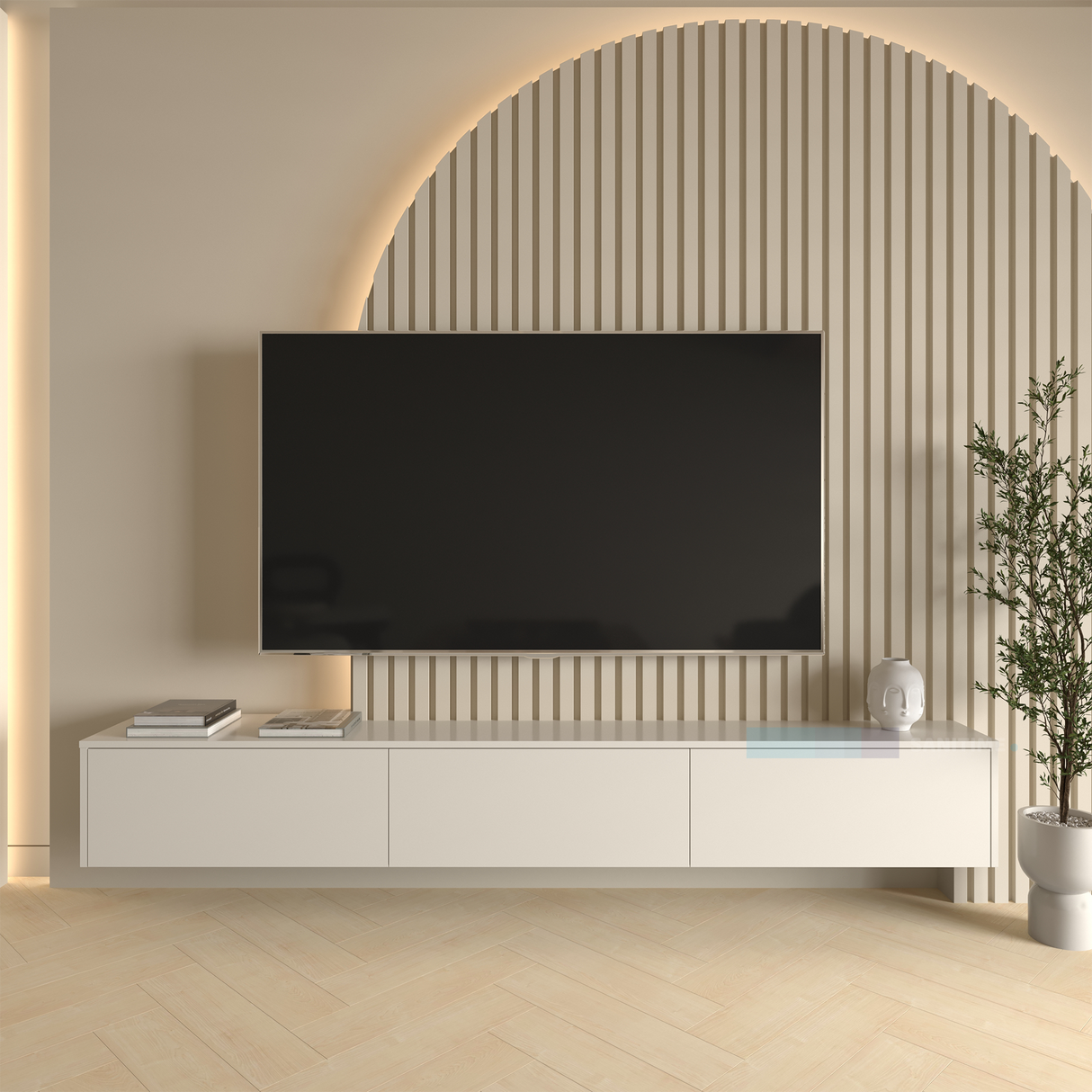 Tv-Meubel Mat Beige L: 180 CM X D: 36 CM X H: 33 CM