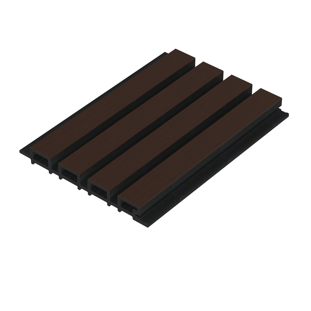 Composiet Gevelbekleding Dark Walnoot Proefstaal Lattenwand Wandpanelen