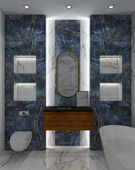 Notte Blue Gold Hoogglans Marmerlook 60x120