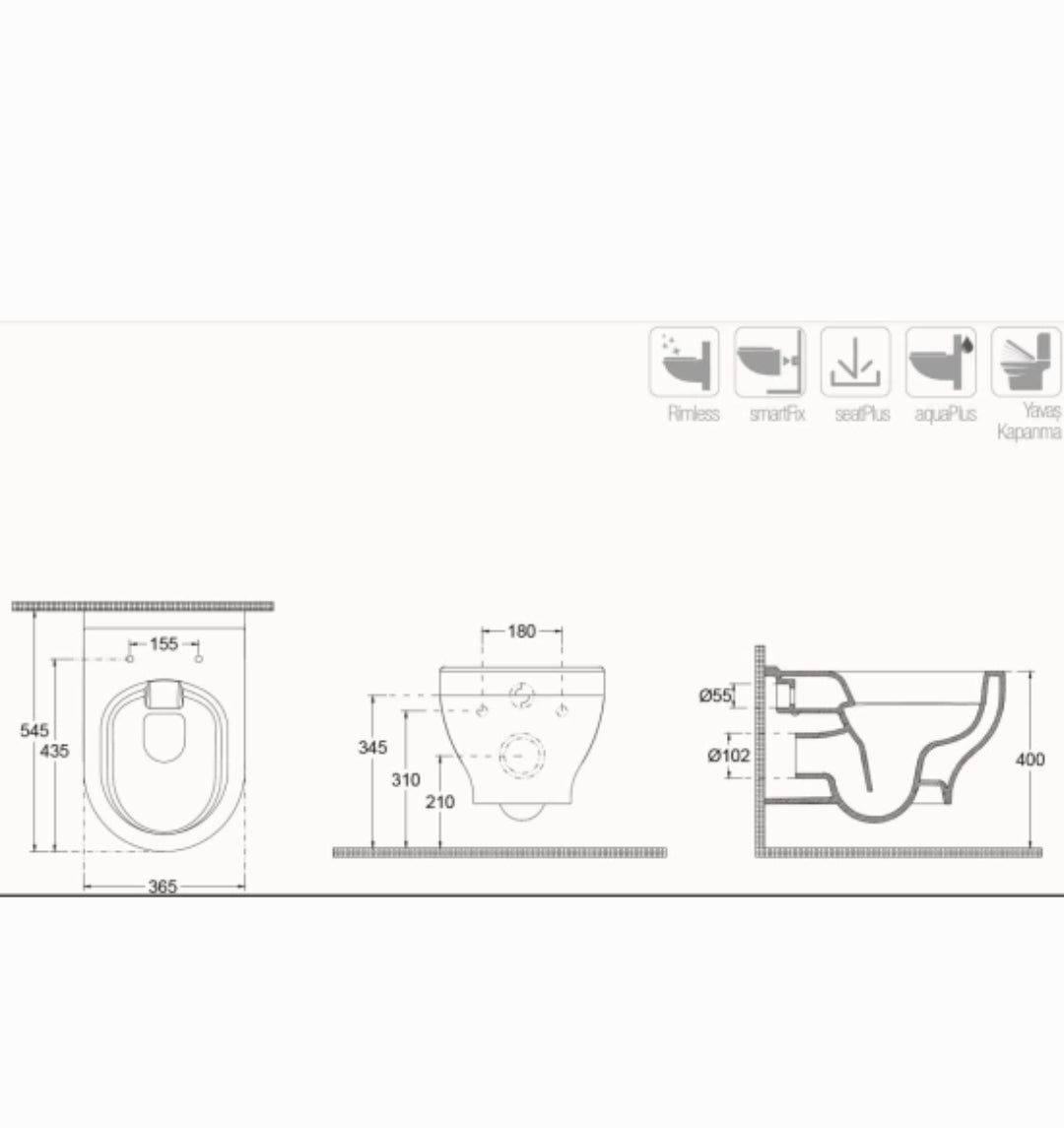 ISVEA Soluzione Randloos Wandcloset Inclusief Softclose Zitting
