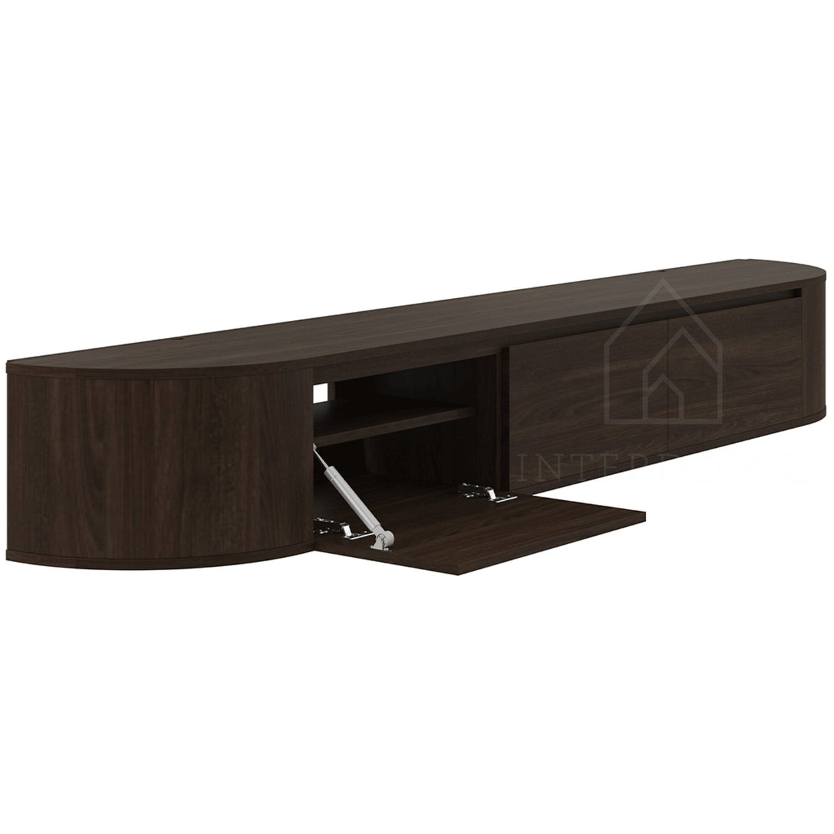 Aura Curved TV-Meubel Zwevend Walnut 240 cm