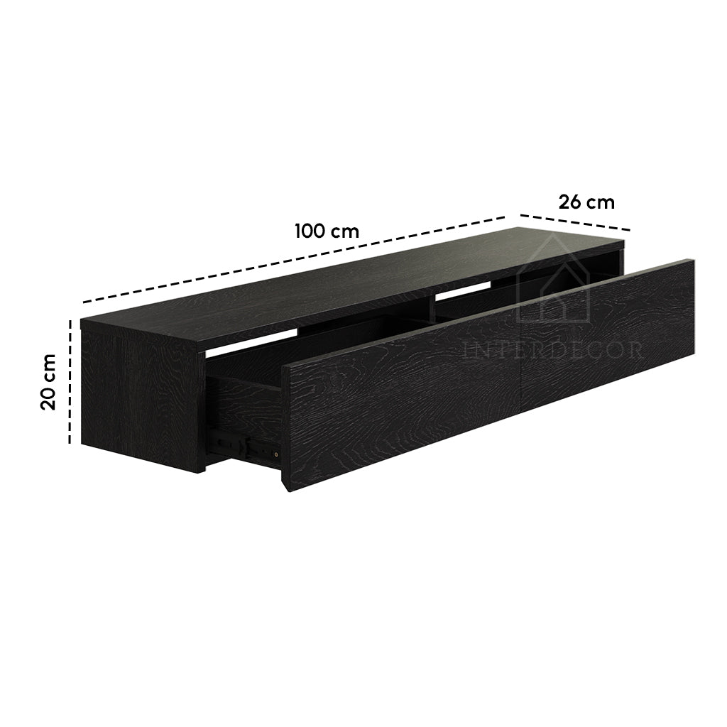 Gangkast zwevend zwart 100x26x20 cm