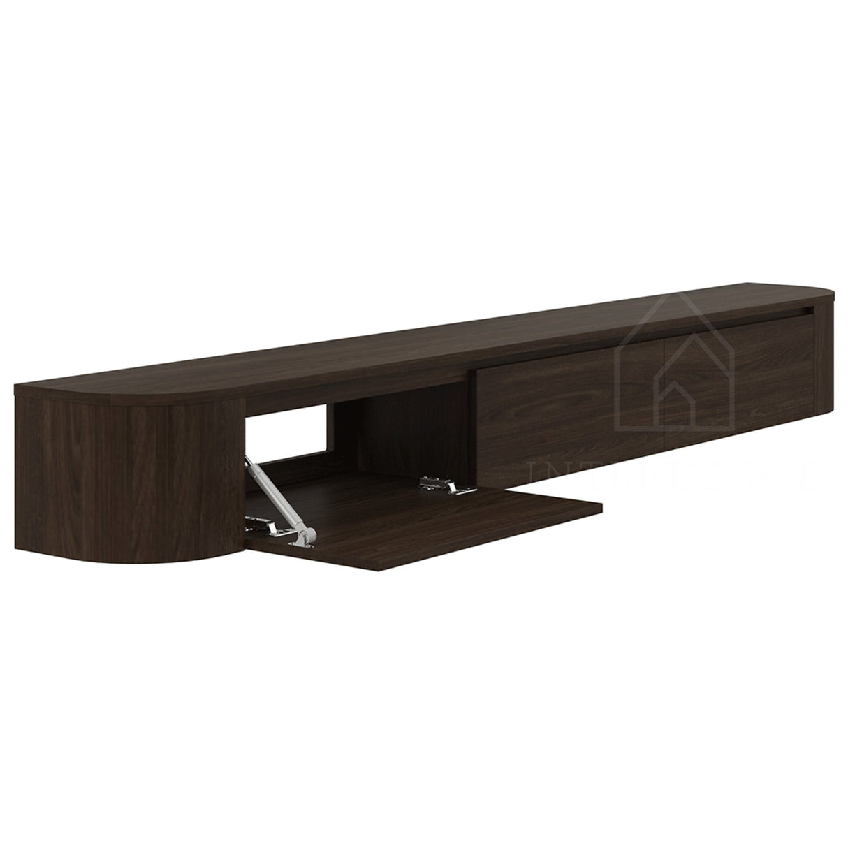Dulce Curved TV-Meubel Zwevend Walnut 240 cm