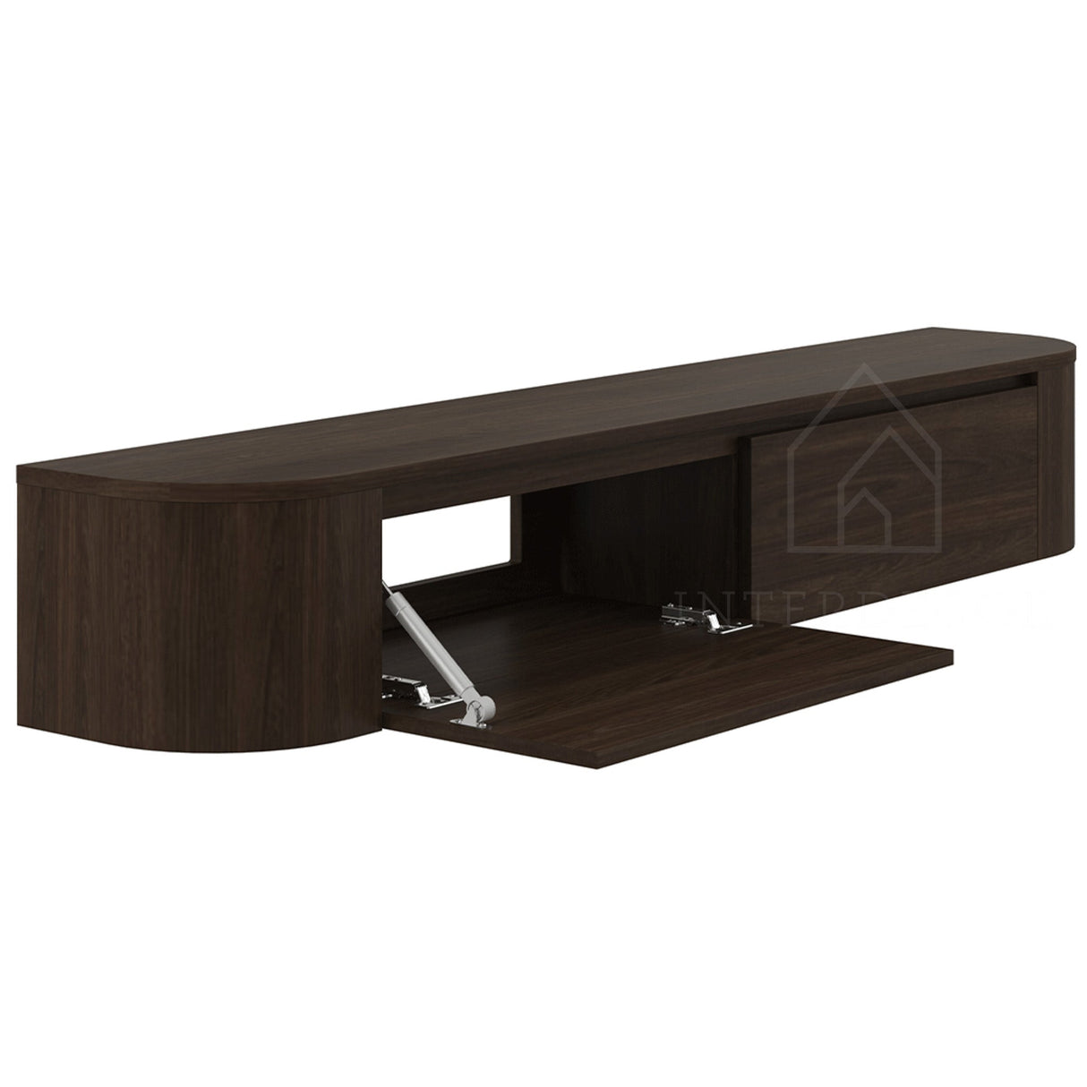 Dulce Curved TV-Meubel Zwevend Walnut 180 cm