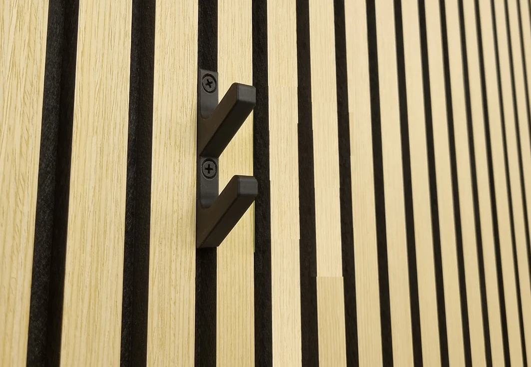 Akupanel Dubbele Haak - Jashaak - Wandhaak - Zwart