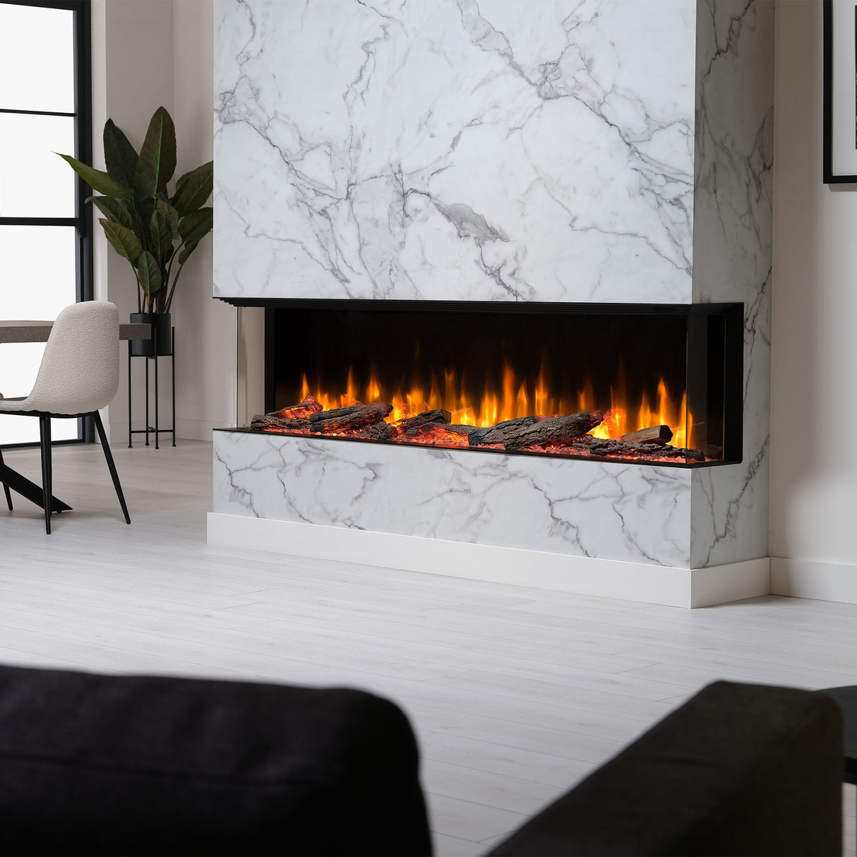 Dimplex Ignite Ultra 60 - Elektrische inbouwhaard - Verwarming - Driezijdig - Optiflame - 152 cm