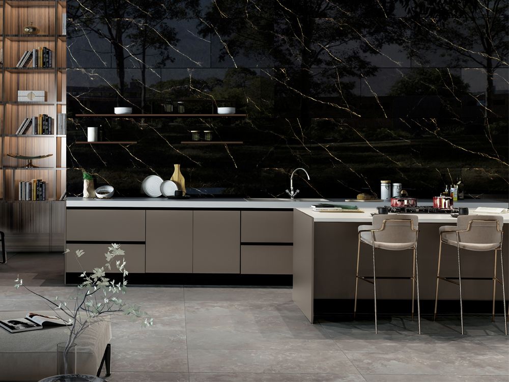 Lave Zwart Hoogglans Goud Marmerlook 60×120 Gerectificeerd Vloertegel & Wandtegel